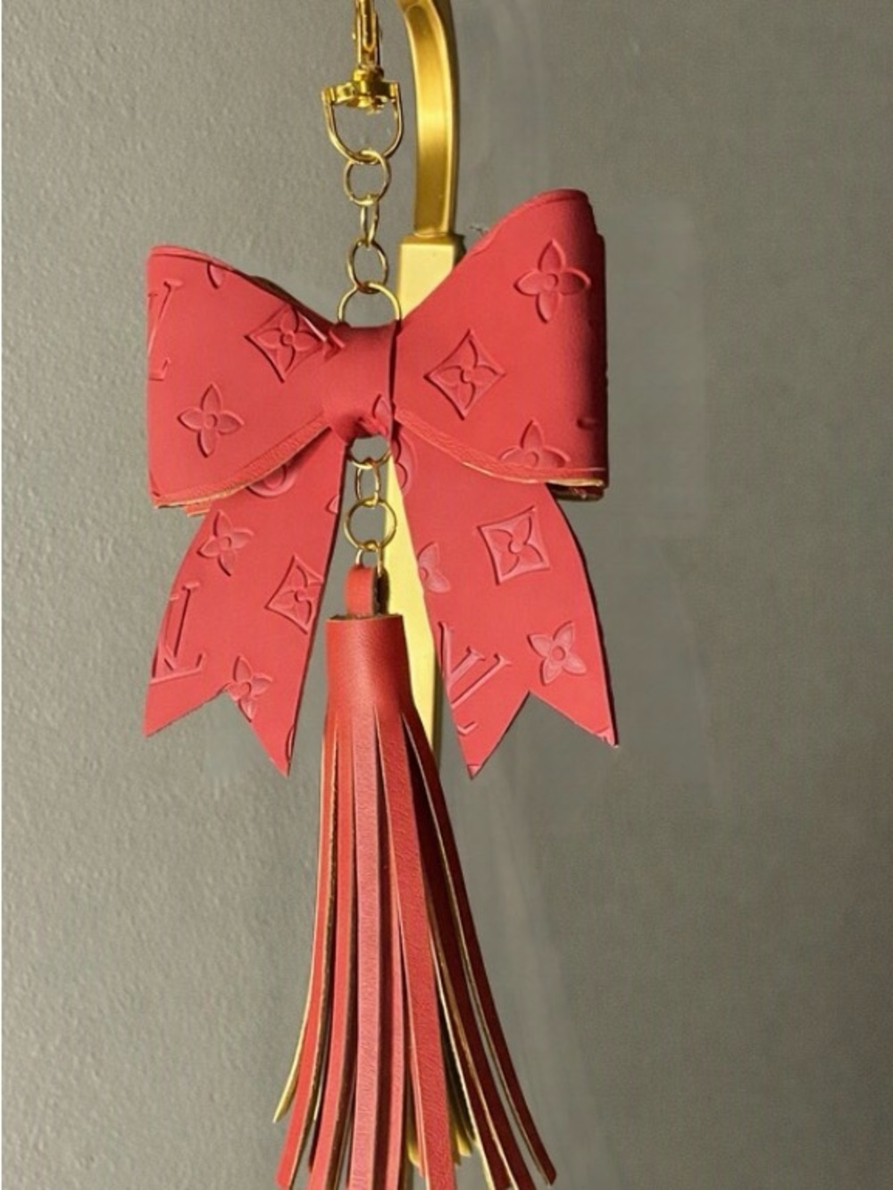 Red Double Sided Bow Keychain with Tassel